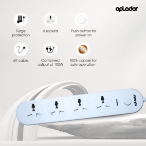 Premium Power Strip - 4 Socket Black color